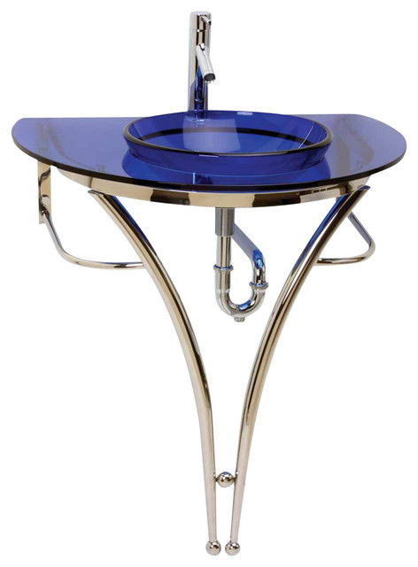 Pedestal Sink Glass/Stainless Cosmo - Contemporary - Bathroom Sinks ...