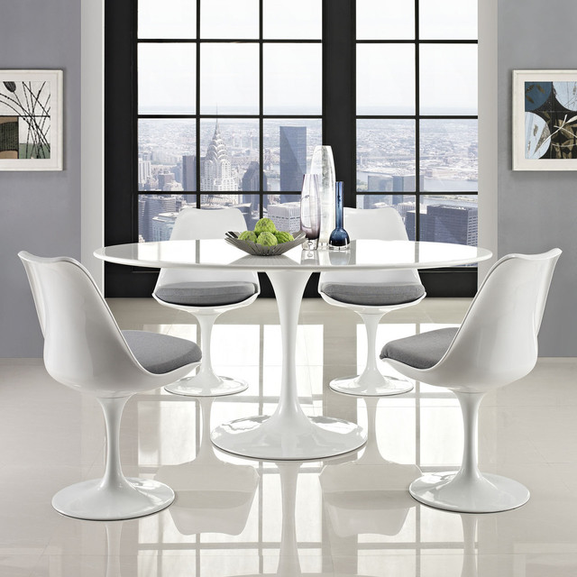 Lippa 60" Oval-Shaped Dining Table in White (EEI-1121-WHI) - Modern