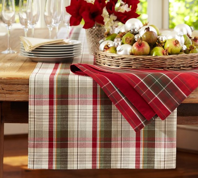 Plaid Table Runner Traditional Table Runners by Pottery Barn