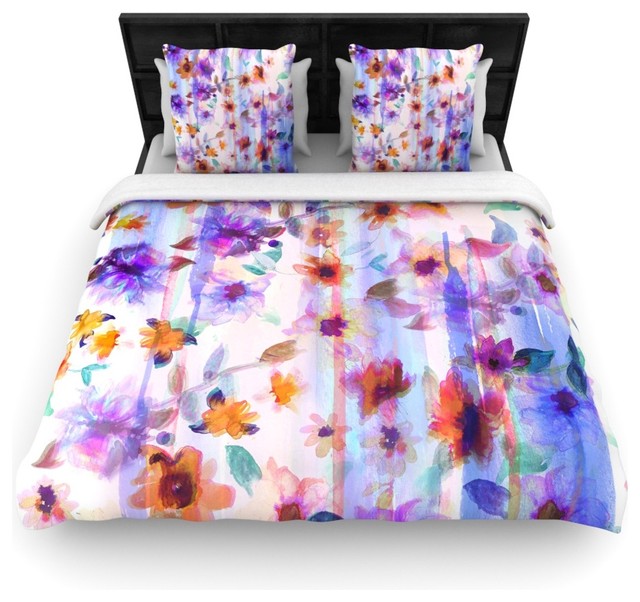 Nikki Strange "Floral Ombre" Pastel Cotton Duvet Cover, Queen, 88"x88
