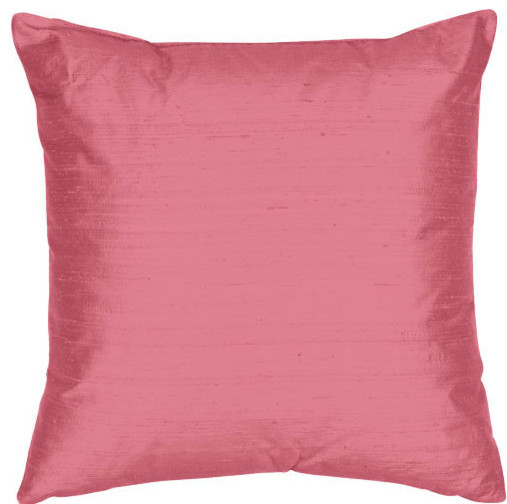 Classic Pink 18x18Inch Silk Dupioni Square Poly Insert Decorative Pillow Traditional Bed