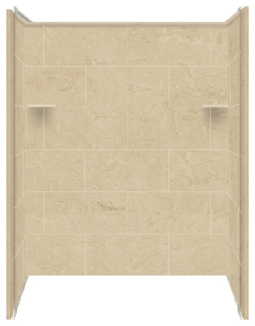60"x36"x72" Solid Surface Shower Wall Surround, Silver Mocha Shower