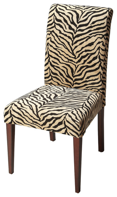 Zebra Print Fabric Parsons Chair - Contemporary - Dining Chairs - by