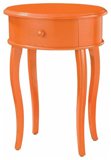 Sterling Industries 18x14 Oval Accent Table In Orange With Drawer ...