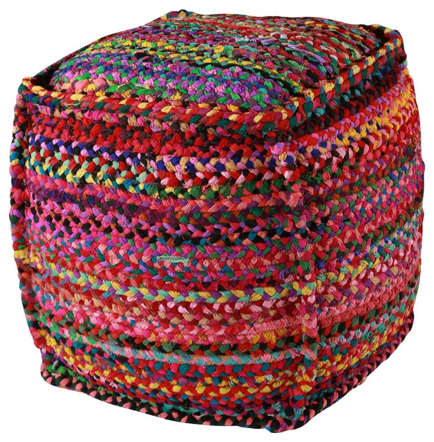 Brilliant Multi Colored Fabric Pouf - Contemporary - Floor Pillows And Poufs - by Bitterroot Bit ...