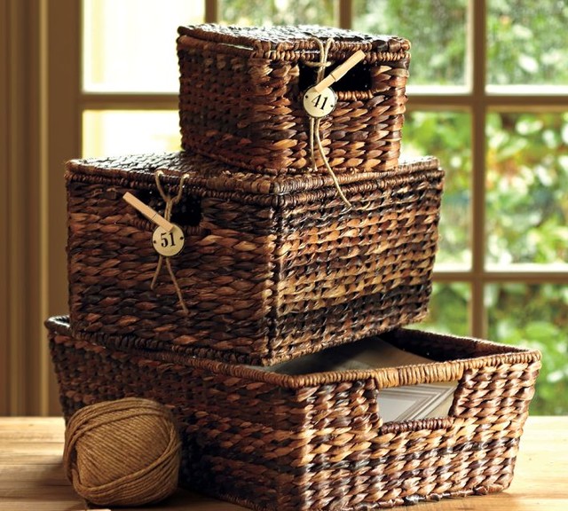 Havana Lidded Baskets Traditional Baskets by Pottery Barn