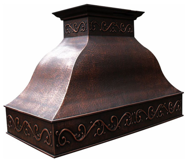 Hammered Copper Range Hood "Florida", Antique, 48", Wall Mount