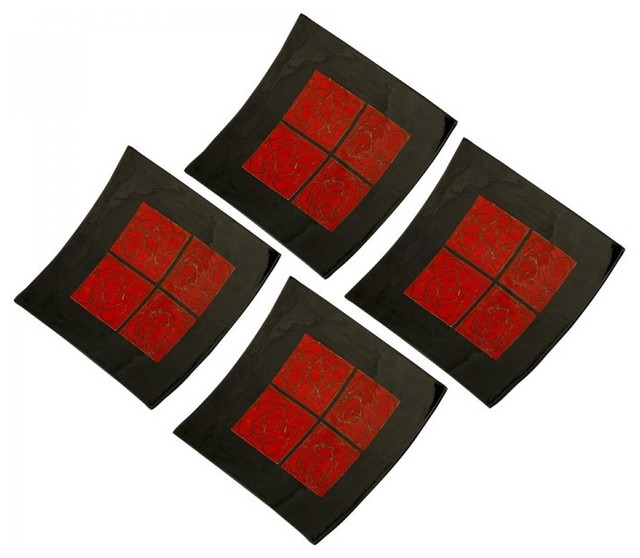www.essentialsinside curved red & black wall art panels contemporary-home