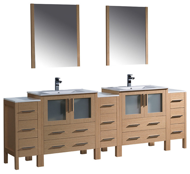 Double Sink Vanity With 3 Side Cabinets and Sinks  Bathroom Vanities 