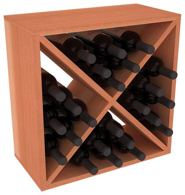 24 Bottle Wine Storage Cube in Premium Redwood Contemporary Wine