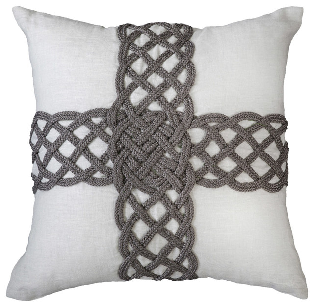 Cross Rope Grey Medium Throw Pillow - Modern - Decorative Pillows - by Layla Grayce