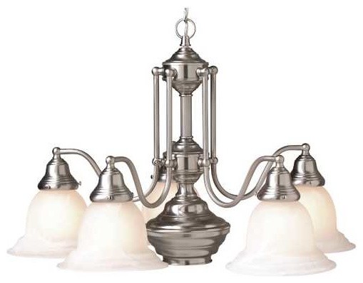 Uplight Chandelier With Center Downlight Satin Nickel Chandelier with Center Downlight - 20034-09 - Transitional