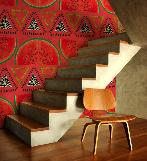 Déco : le papier peint revient en force ! 14 idées de déco pour ... Papier Escalier idées Peint