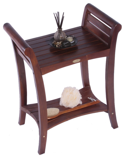 Symmetry Teak 24 in. Extended Height Shower Bench Contemporary Shower Benches & Seats by