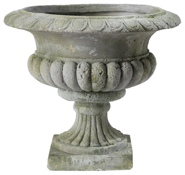 Large Resin Fiberglass Planter Gray Contemporary Outdoor Pots And