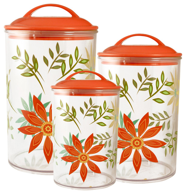 Corelle Coordinates 3Piece Acrylic Canister Set, Happy Days Modern