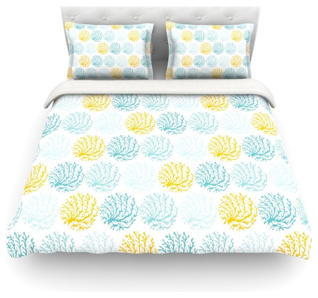 Anchobee "Coralina" Teal Yellow Duvet Cover, Lightweight, Twin Modern