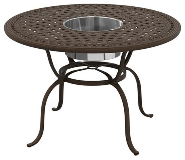 Tropitone Garden Terrace Counter Height Beverage Bucket Fire Pit Table