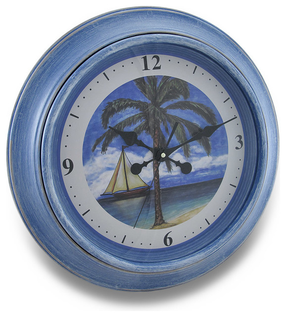 18 Inch Diameter Tropical Beach Theme Wall Clock Traditional Wall