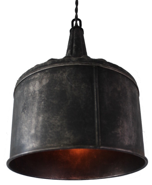 Large Funnel Pendant Light, Black Steel Rustic Pendant Lighting