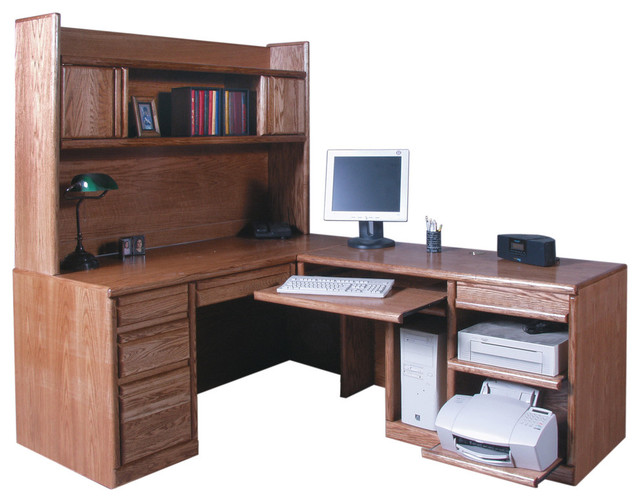 Bullnose Desk and Return and Hutch Desk, Return, Golden Oak