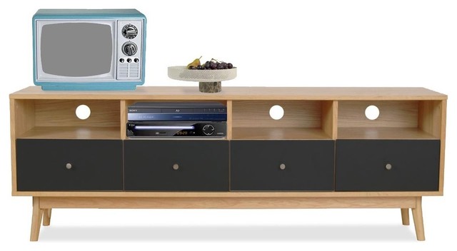 Meuble tv design scandinave 4 tiroirs skoll couleur noir anni ...