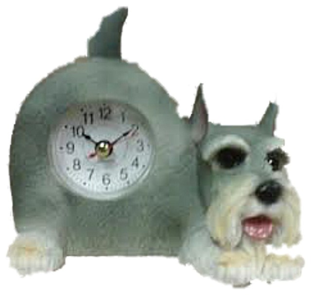 Small Schnauzer Dog Desk Clock with Wagging Tail Contemporary Desk