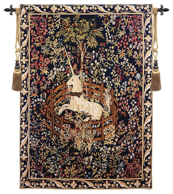 Licorne Captive, European Wall Tapestry, 45"x35" Traditional Tapestries by European Wall Art