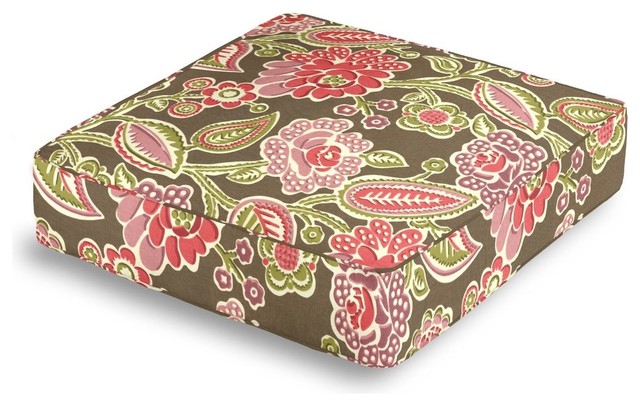 Printed Pink and Green Floral Box Floor Pillow - Modern - Decorative Pillows - by Loom Decor