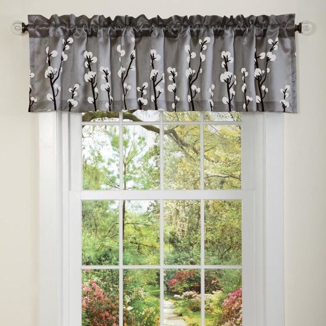 Lush Decor Black/ Silver Cocoa Flower Valance Contemporary Valances by