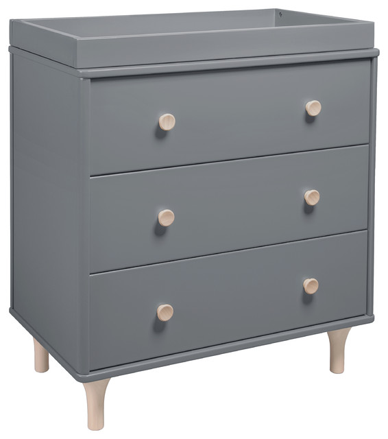 Lolly 3Drawer Changer Dresser, Gray and Washed Natural Modern
