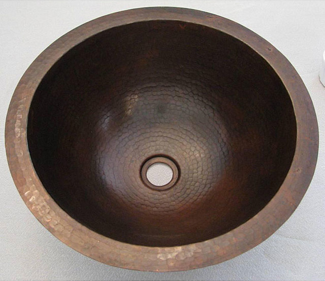 Copper 16-inch Oil Rubbed Bronze Finish Round Sink - Contemporary - Bathroom Sinks - by ...