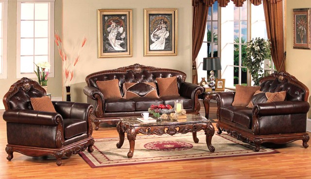 Traditional Living Room Leather