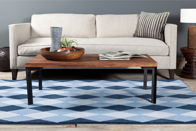 Stella Patterned Rectangular Contemporary Wool Area Rug in Living Room