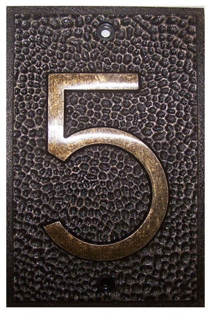 Frank Lloyd Wright House Numbers Bronze Finish #5 - Arts & Crafts - House Numbers - by Maclin Studio