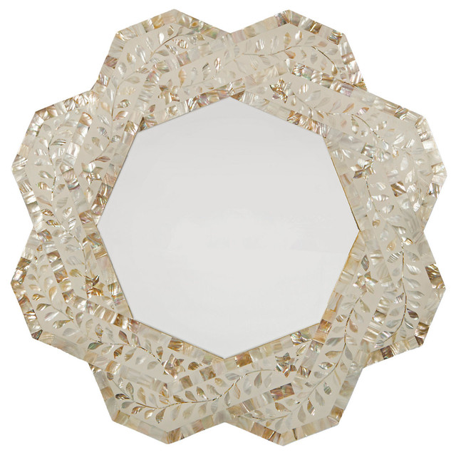Lucy Mother of Pearl Wall Mirror, Pearl contemporarymirrors