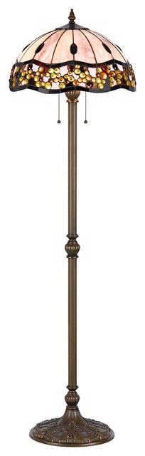 Sofia Tiffany-Style Antique Brass Floor Lamp - Traditional - Floor