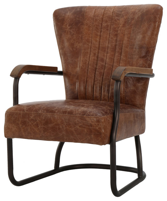 Hudson Top Grain Vintage Brown Leather Arm Chair ...