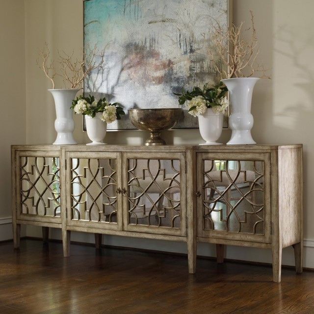 Hooker Furniture Sanctuary Fourdoor Mirrored Console, Surf Visage