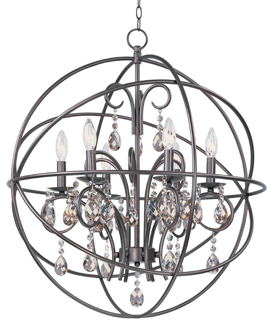 Orbit Oil Rubbed Bronze Crystal Pendant Orb Sphere Chandelier Modern
