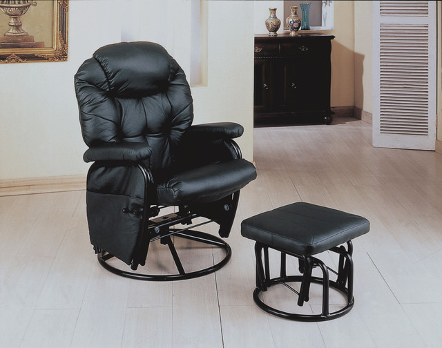 Black Metal Swivel Rocker Recliner With Ottoman (I 7291) - Modern - Footstools & Ottomans - los 