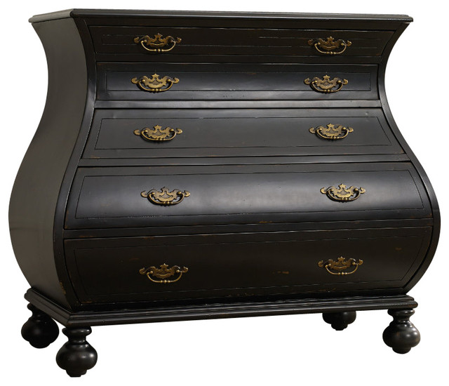 Hooker Furniture FiveDrawer Black Bombe Chest Traditional Accent