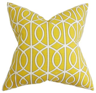 Lior Geometric Pillow Yellow 20"x20" - Contemporary - Decorative 