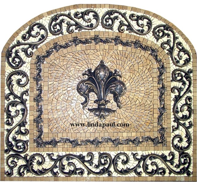 fleur de lis backsplash medallion
