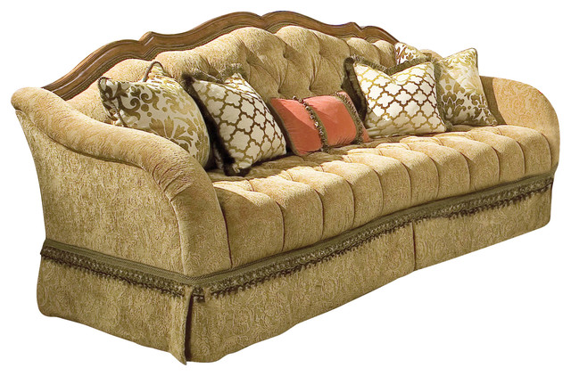 Villa Valencia Wood Trim Tufted Sofa Victorian Sofas