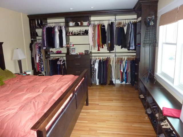Eclectic Closet Calgary Open concept master, in Chocolate Pear. The closet as furniture. eclectic-closet