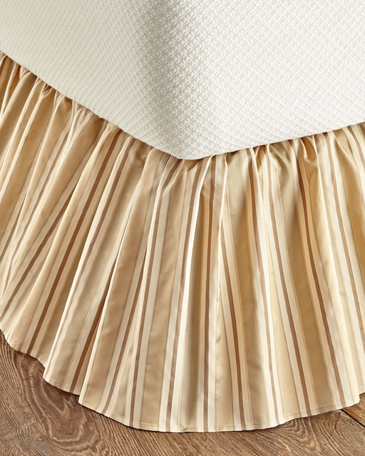 Queen Striped Dust Skirt LIGHT BEIGE (QUEEN) Contemporary Bedskirts