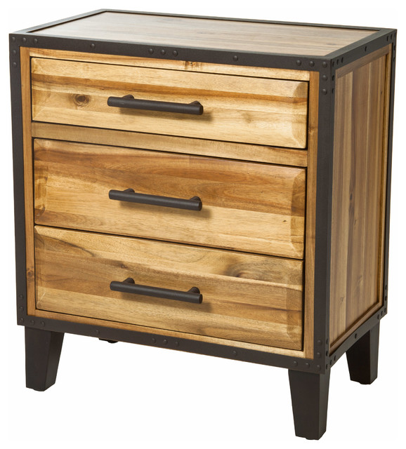 Glendora Solid Wood Natural Stain Three Drawer Dresser Dressers by