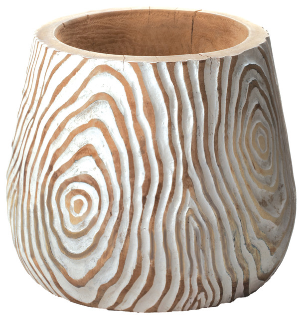 White Washed Wood Grain Vase Vases by Eager House