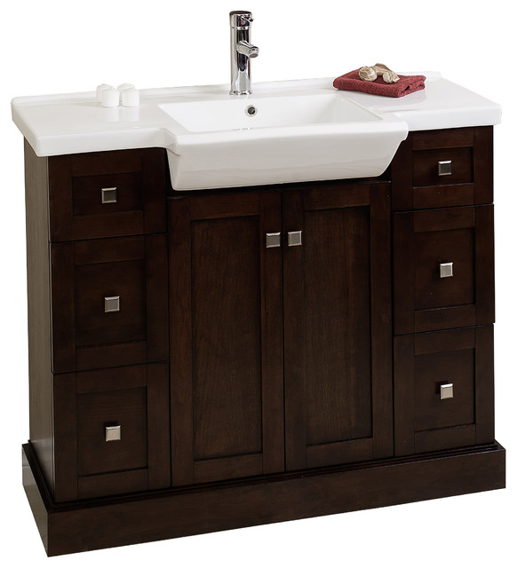 Modern Birch WoodVeneer Vanity Base Only, Walnut, 38"x14" Bathroom